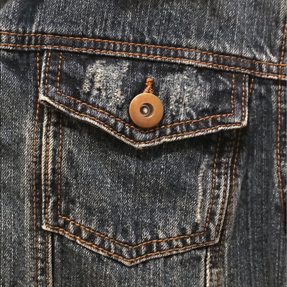 Like New Distressed Denim Jacket - Picture 3 of 4